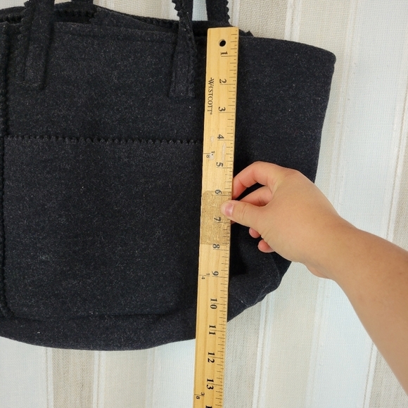 J. Jill Wool‎ Blend Tote Bag Purse Black Charcoal Gray - Picture 4 of 10